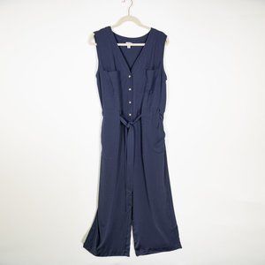 Navy Blue Button Down, Belted Jumpsuit, Size XXL